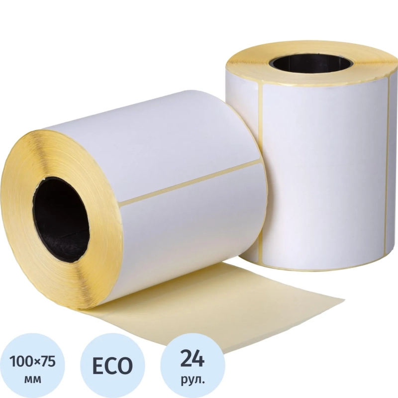 Термоэтикетки ЭКО 100х75, 500 шт/рул, вт.40, 24 рул/уп