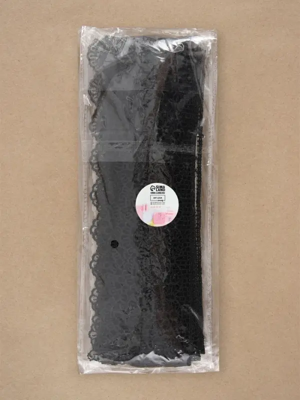 Кружево гипюровое, 45 мм &times; 6.8 &plusmn; 0.5 м, цвет чёрный