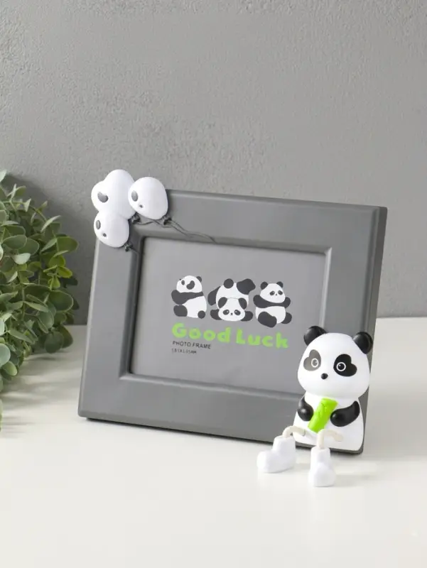 Фоторамка пластик 13х18 см "Пандочка с бамбуком" серый, горизонталь 3,5х24,5х19 см