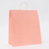 Пакет крафт нежно - розовый, круглая ручка, 32×19.5×37 см, 120 г