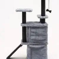 Домик для кошек с когтеточкой, 33&times;40&times;103 см, квадратный, ковролин, серый