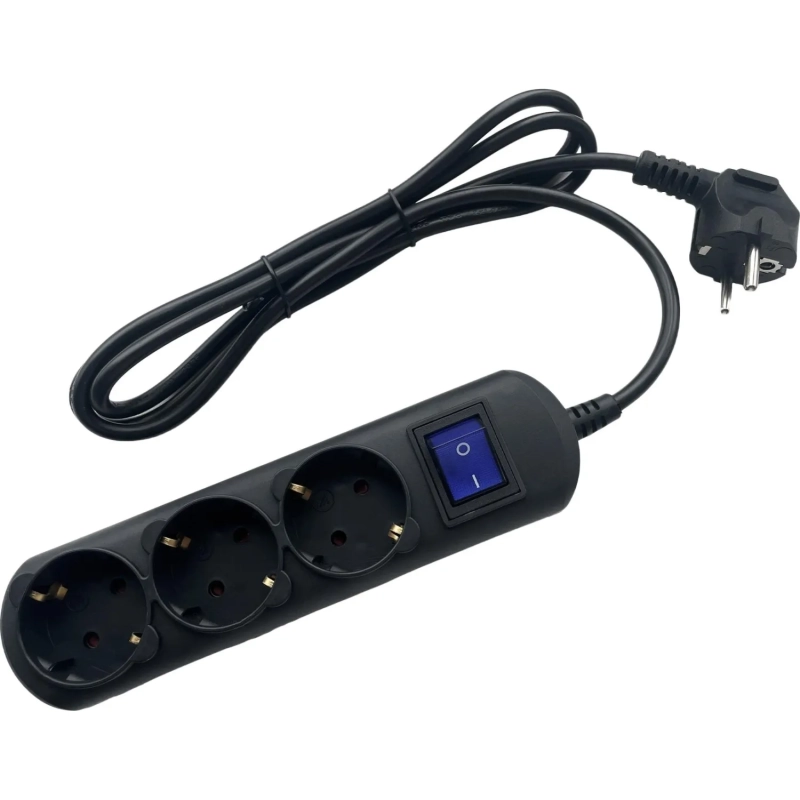 Удлинитель Power Cube 3р/5м с/з с выкл 16А черн (PC-7B-5M)