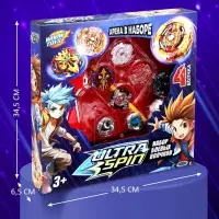 Волчки ULTRA SPIN, набор 4 шт., с устройством запуска и ареной