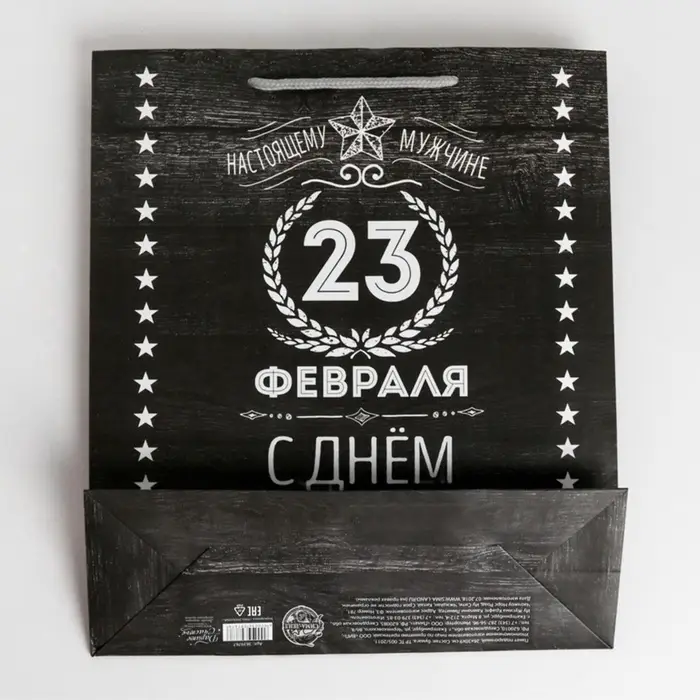 Пакет подарочный ламинированный, упаковка, &laquo;С 23 февраля&raquo;, MS 18&times;23&times;10 см