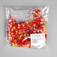 Гирлянда &laquo;Нить&raquo; 2 м, роса с насадками &laquo;Гранатовый браслет&raquo;, IP20, серебристая нить, 20 LED, от батареек АА&times;2, свечение тёплое белое