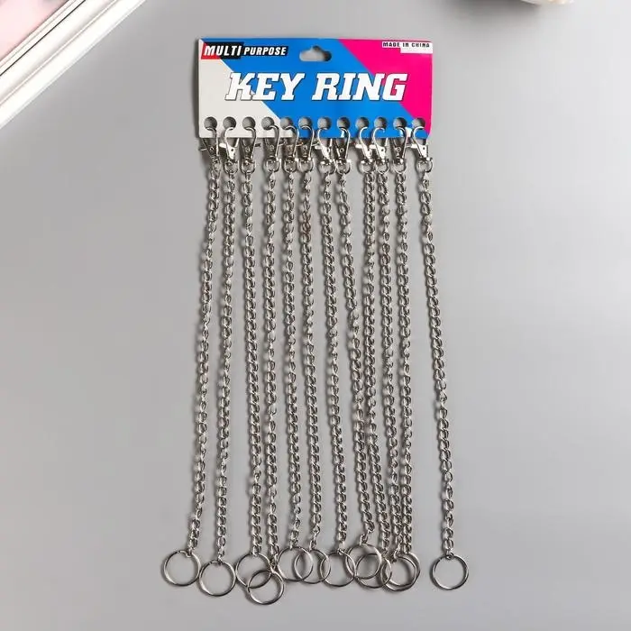 Цепочка д/ключей с карабином на кольце, серебристая 0,7х34,5 см Цепочка д/ключей с карабином на кольце, серебристая 0,7х34,5 см