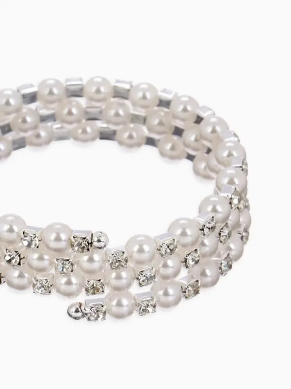 Браслет-пружинка &laquo;Жемчужинка&raquo;, 3 ряда, шахматы, белый, d=6.5 см