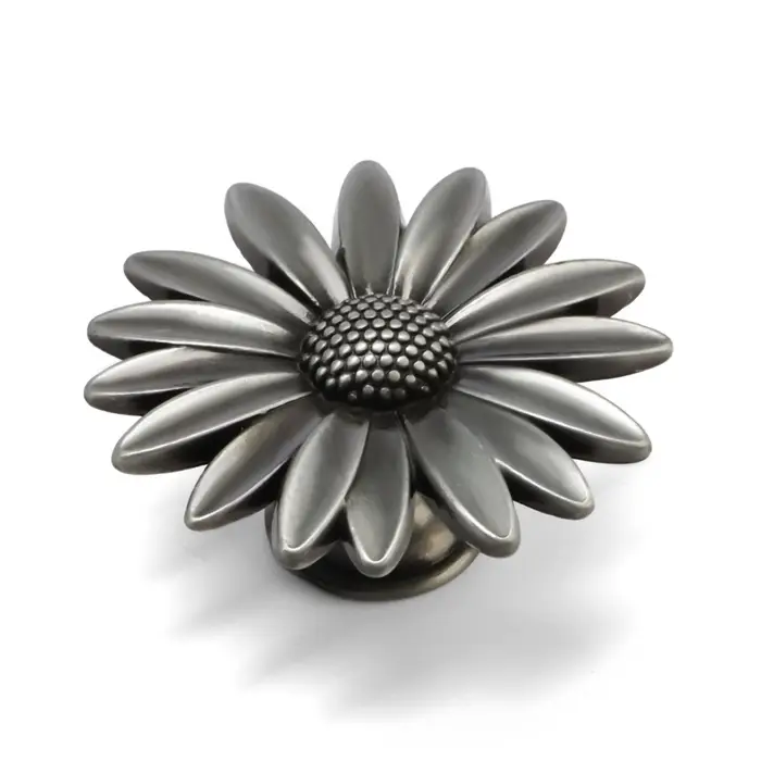 Ручка-кнопка CAPPIO PRO &laquo;Ромашка&raquo; 52&times;52 мм, цвет старинное серебро