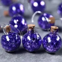 Гирлянда &laquo;Нить&raquo; 1.6 м с насадками &laquo;Синие шарики&raquo;, IP20, серебристая нить, 15 LED, от батареек АА&times;2, свечение белое