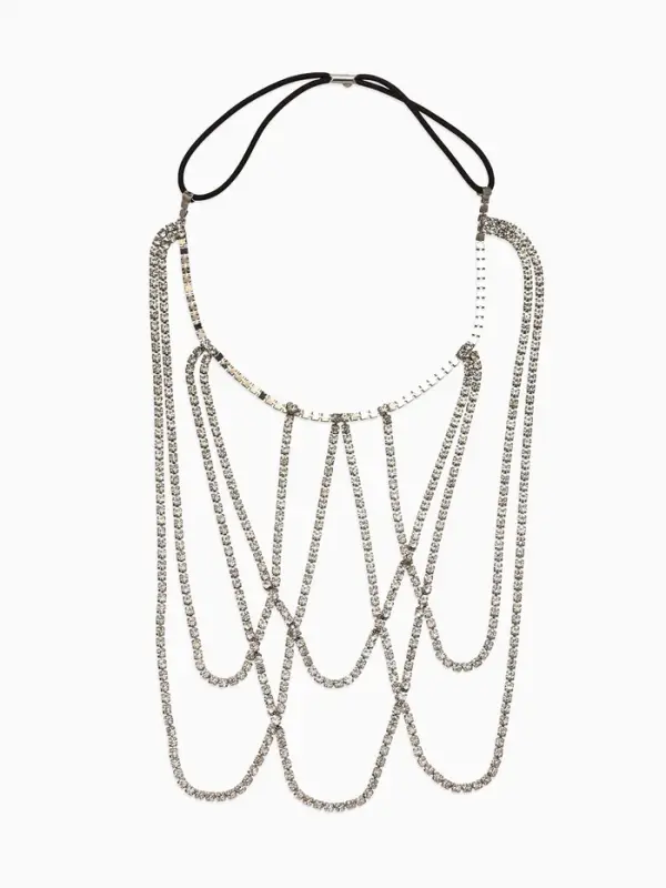 Бодичейн на бедро со стразами &laquo;Ярусы&raquo;, белая в серебре