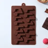Форма для шоколада Доляна &laquo;Ноты&raquo;, силикон, 19.5&times;12&times;1 см, 15 ячеек (4.2&times;2.2 см), коричневый