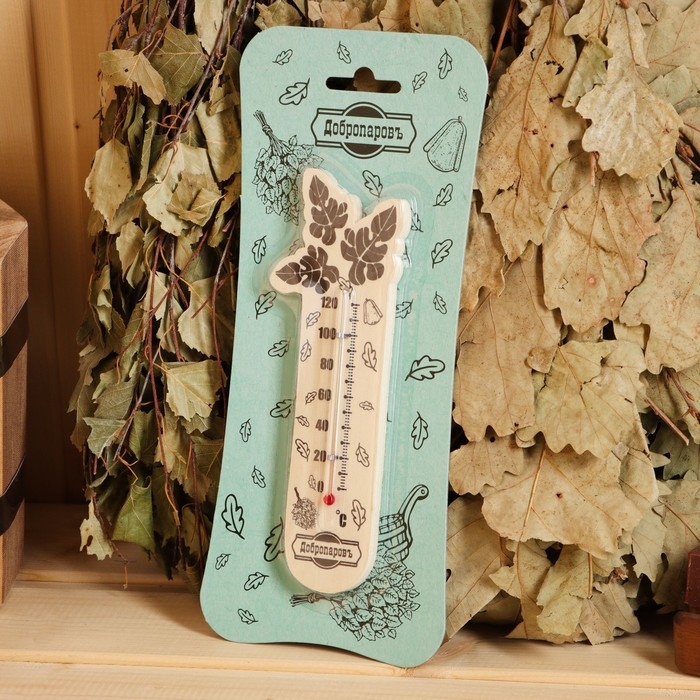 Термометр для бани Термометр для бани "Банный веник", деревянный, 17,5 х 4 см, Добропаровъ