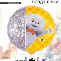 Воздушный шар фольгированный 18" &laquo;С днём рождения. Кот Басик&raquo;