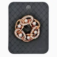 Зажим для платка &laquo;Звенья&raquo;, с жемчужиной, белый в золоте