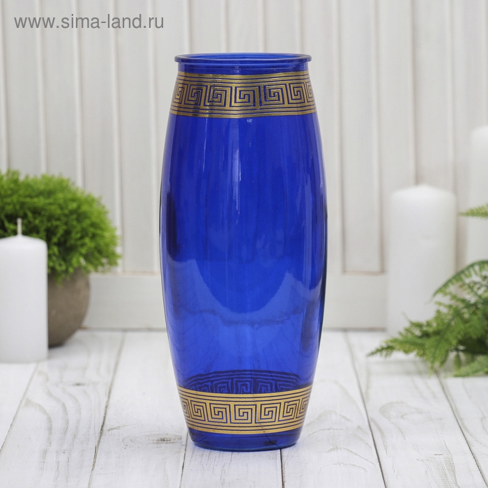 Ваза стекло  Ваза стекло "Ева" крашенная с деколью 23 см  МИКС