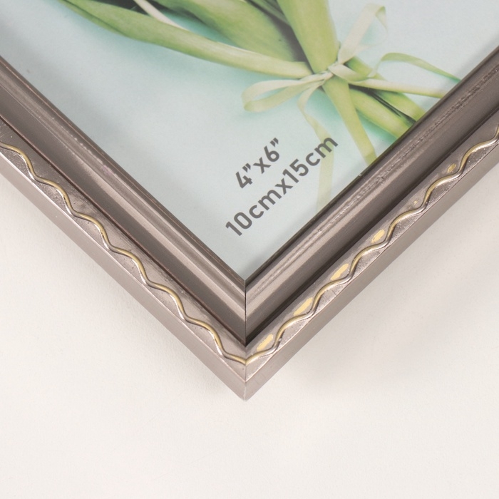 Фоторамка пластик на 2 фото 10х15 см "Волнистая линия на серебре"