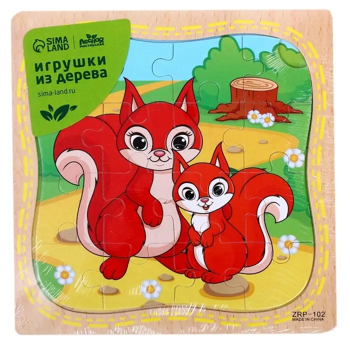 Пазлы «Бельчонок и мама», в рамке, 16 элементов, 15×15 см Пазлы «Бельчонок и мама», в рамке, 16 элементов, 15×15 см