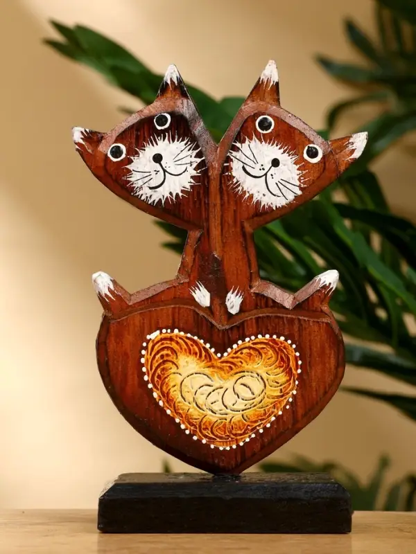 Сувенир Сувенир "Кошачья парочка" дерево 8х5х15 см, цв. коричневый