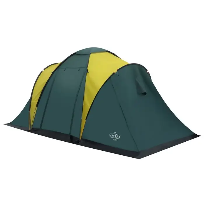Палатка туристическая 4-местная maclay MASSIF 4, 450×210×190 см, кемпинговая, двухслойная, с тамбуром, зелёная