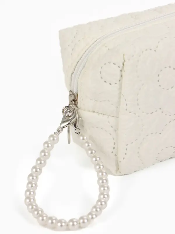 Косметичка дор Цветок 17*6*9, отд на молнии, молочный