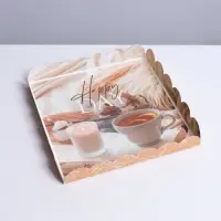 Коробка для печенья, кондитерская упаковка с PVC крышкой, &laquo;Уютный вечер&raquo;, 21 х 21 х 3 см