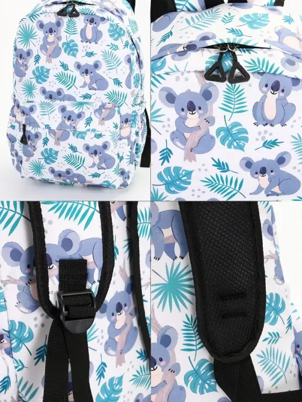 Рюкзак школьный на молнии, с принтами, карманами, размер 28&times;14&times;43 см, белый