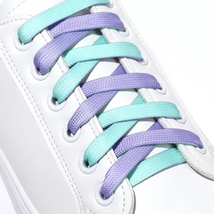 Шнурки для обуви, пара, плоские, двусторонние, 8 мм, 120 см, лавандовые/мятные