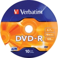 Носители информации DVD-R Verbatim 4.7Gb 16x bulk 10шт/уп (43729)