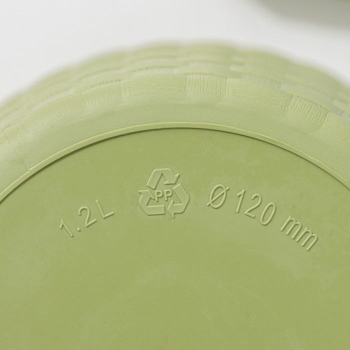 Горшок для цветов с поддоном «Ротанг», 1,2 л, цвет оливковый Горшок для цветов с поддоном «Ротанг», 1,2 л, цвет оливковый