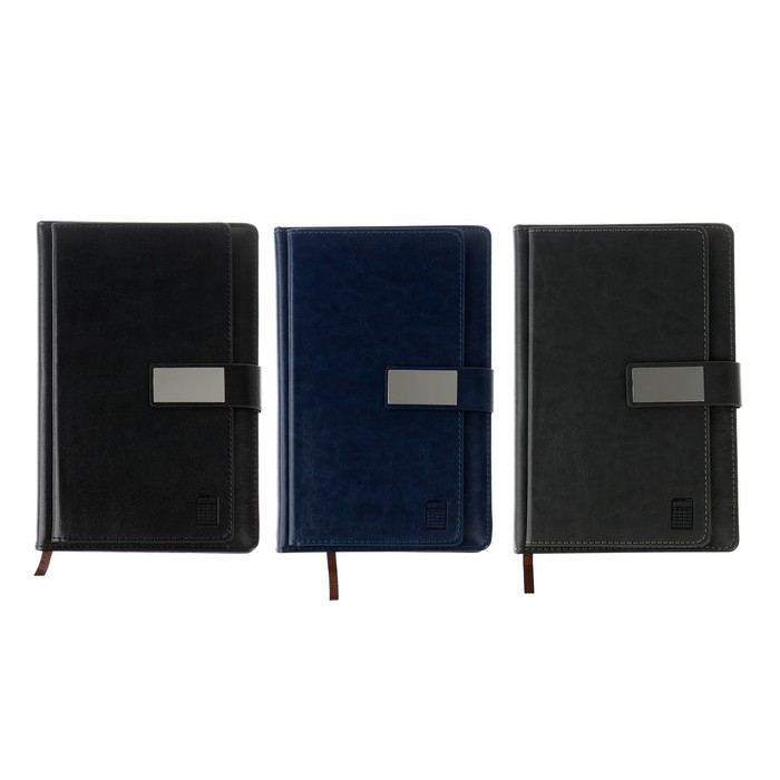 Ежедневник недатированный А5, 140 листов в клетку, с калькулятором, с хлястиком, обложка кожзам, МИКС Ежедневник недатированный А5, 140 листов в клетку, с калькулятором, с хлястиком, обложка кожзам, МИКС