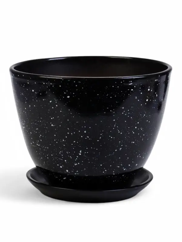 Горшок цветочный поддоном  8 л,  керамика, Гранит (М) Горшок цветочный поддоном  8 л,  керамика, Гранит (М)