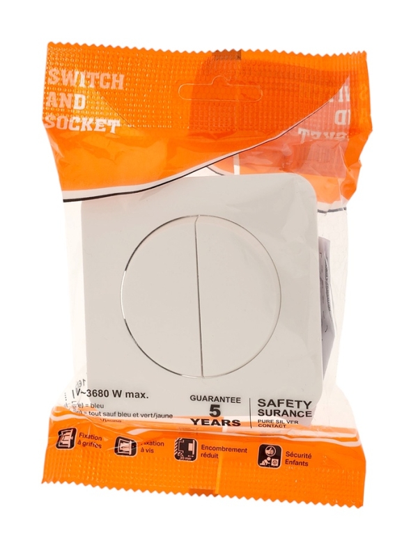 Выключатель проходной, серия "Circular", 10 А, 2 кл., скрытый, белый