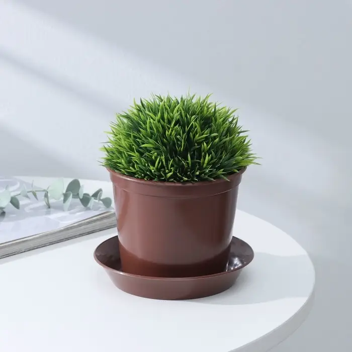 Горшок для цветов с поддоном «Доляна», 800 мл, пластиковый, коричневый, оттенок МИКС Горшок для цветов с поддоном «Доляна», 800 мл, пластиковый, коричневый, оттенок МИКС