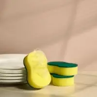 Губки для уборки с чистящим слоем тм VETTA, 3 шт, 7х10,5х2,5см, поролон, абразив