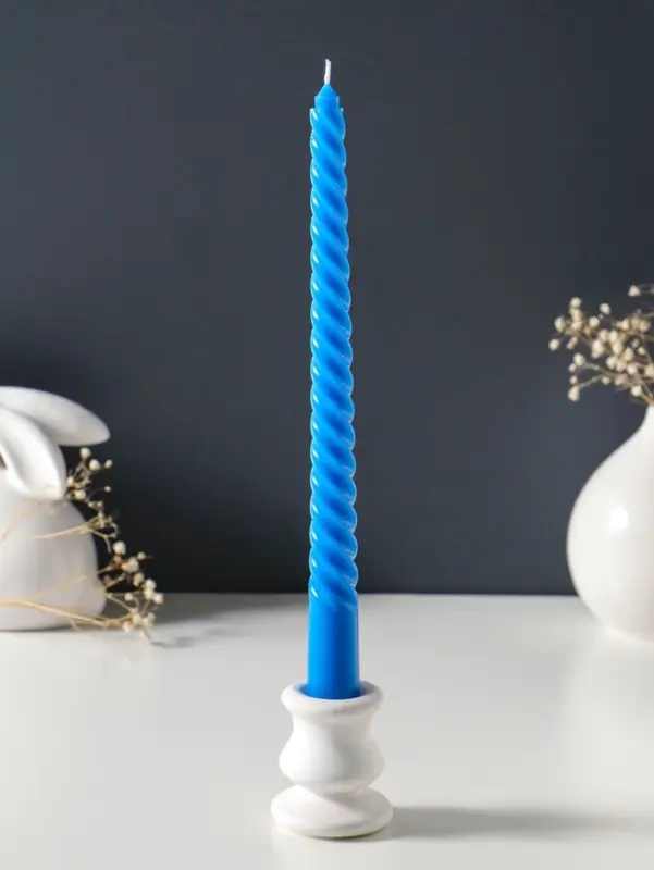 Набор свечей витых 25 см, 3 шт., 57 г, 5 ч, синий
