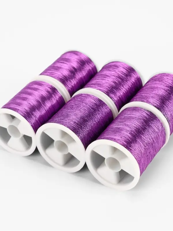 Нитки металлизированные, 91&plusmn;1 м, набор 6 шт., фиолетовые
