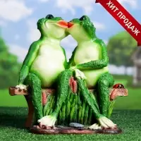 Садовая фигура из полистоуна &laquo;Лягушки на лавочке&raquo;, 32&times;20&times;30 см