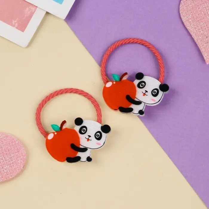 Резинка для волос  Резинка для волос "Крошка глянец"(набор 2 шт) панда, 3 см, красный