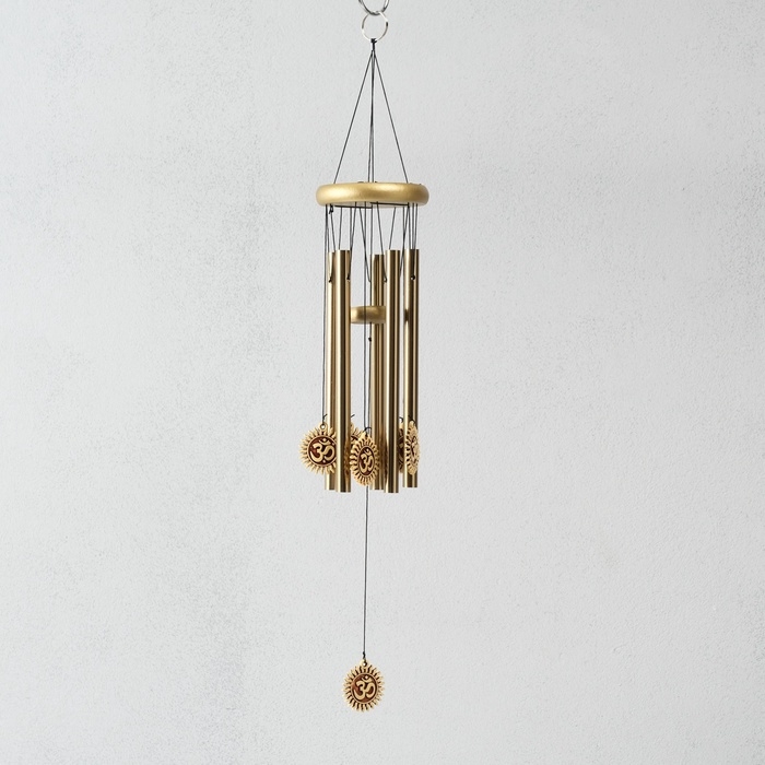 Музыка ветра металл, дерево Музыка ветра металл, дерево "Символ Ом в солнце" 5 трубок 60 см