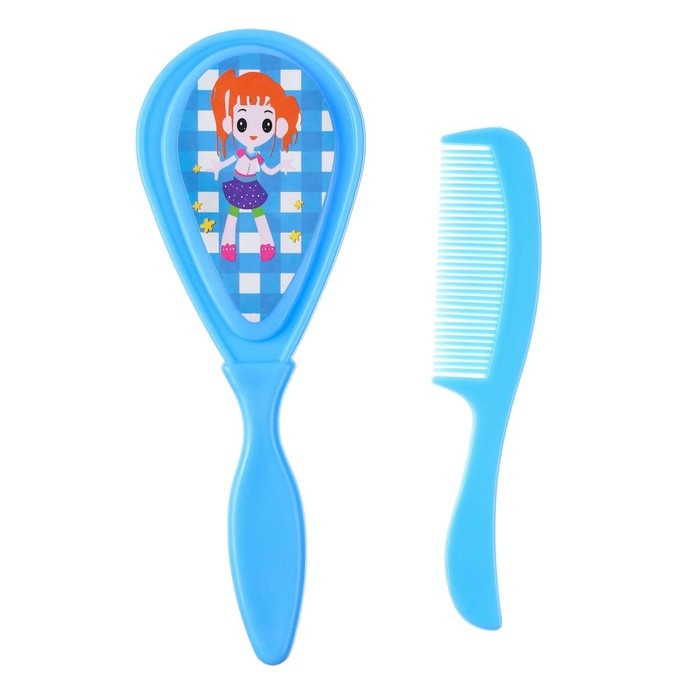 Набор детских расчесок, 2 шт., цвет голубой, рисунок МИКС Набор детских расчесок, 2 шт., цвет голубой, рисунок МИКС