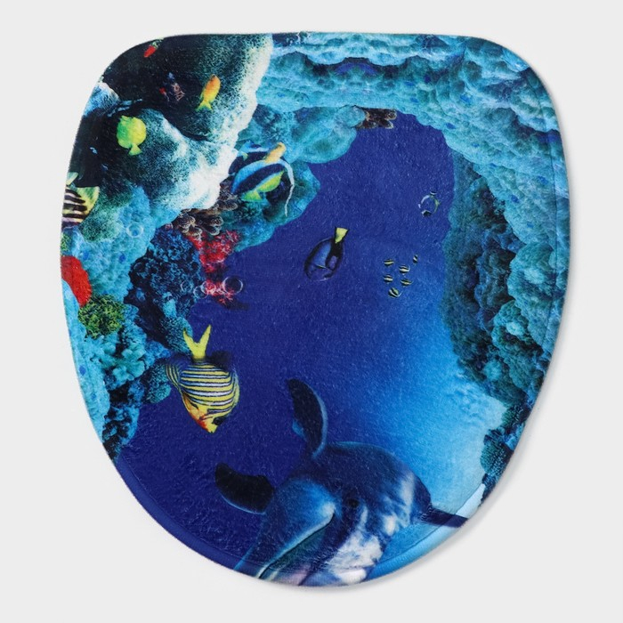 Коврики для ванной и туалета Доляна «Дельфин», 3 шт: 35×39, 40×50, 45×75 см