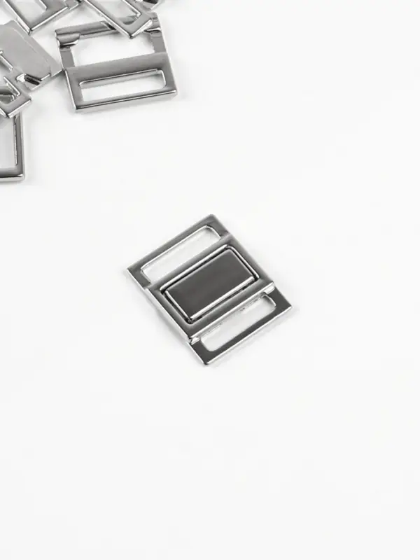 Застёжка для купальника, металлическая, 15 мм, 5 шт., цвет серебряный