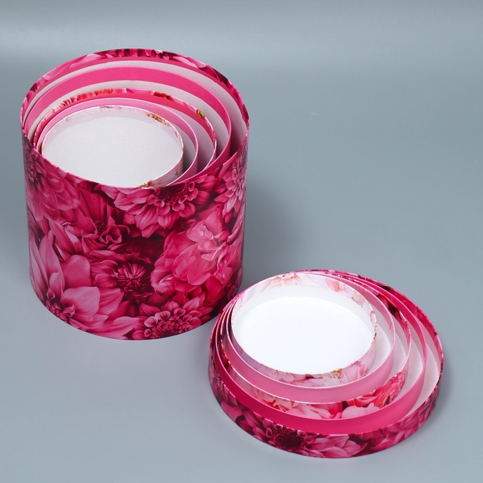 Набор шляпных коробок 5 в 1, упаковка подарочная, «Цветы», 13 х 14 ‒ 19.5 х 22 см Набор шляпных коробок 5 в 1, упаковка подарочная, «Цветы», 13 х 14 ‒ 19.5 х 22 см