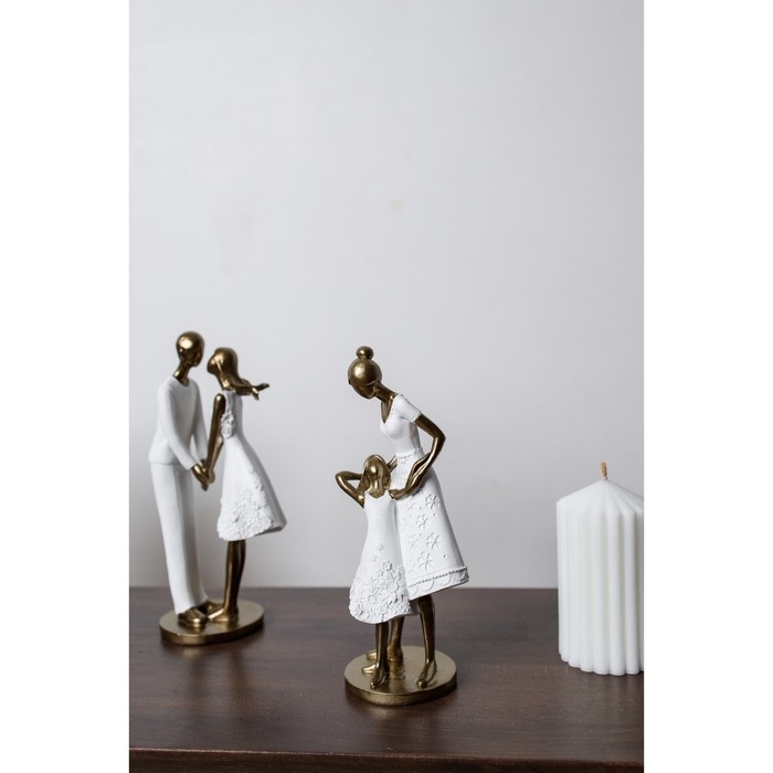 Сувенир полистоун  Сувенир полистоун "Мама с дочкой, в белых платьях с цветами" 9х8,5х23,5 см