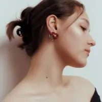 Серьги &laquo;Сердце двойное&raquo;, красные в серебре