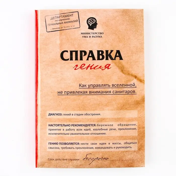 Ежедневник А5, 80 листов в твердой обложке &laquo;Справка гения&raquo;