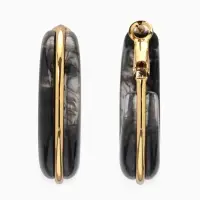 Серьги-кольца акрил "Тренд", цвет чёрный в золоте