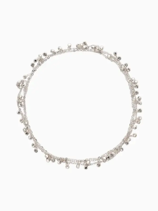 Цепочка со стразами 4 мм. L=100 см, мелкое плетение 2*1,8 мм, цвет серебро