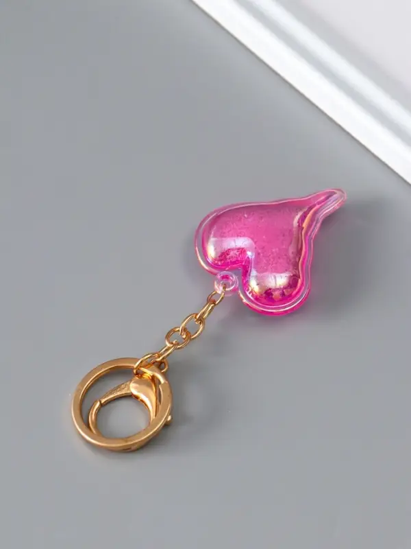 Брелок пластик голография с карабином "Розовое сердце, мыльный пузырь" 5,2х4,2х1,2 см