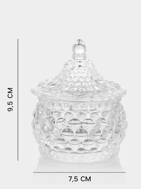 Конфетница &laquo;Икринка&raquo;, 110 мл, 7.5&times;9.5 см, с крышкой, стекло, прозрачная